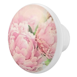 Pomo De Cerámica Peonies rosados