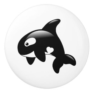 Pomo De Cerámica Pequeña ballena linda de la orca