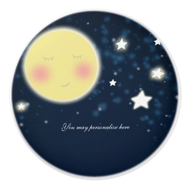 Pomo De Cerámica Pequeña estrella boba brillante feliz luna Celesti (Anverso)
