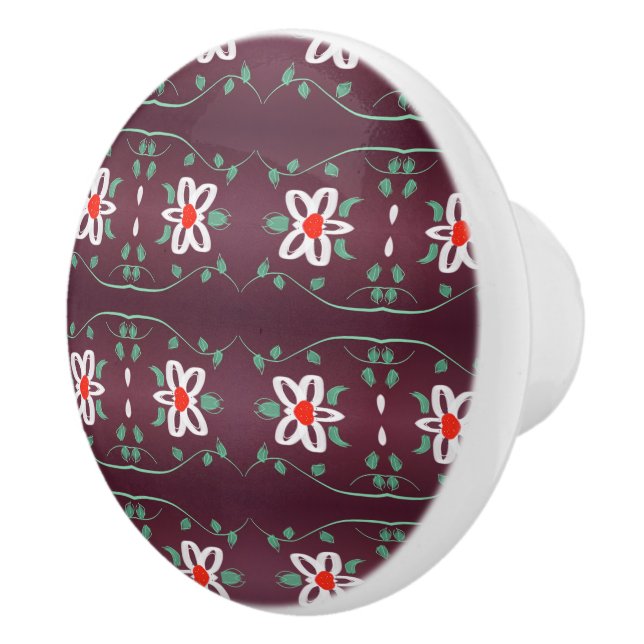 Pomo De Cerámica Pequeña y bonita retirada del gabinete con rojo (Derecha)