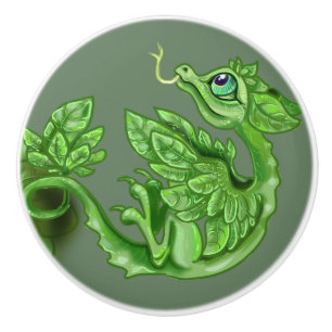 Pomo De Cerámica pequeño dragón de hierba de Basil