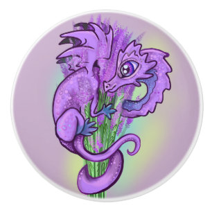 Pomo De Cerámica Pequeño dragón de hierba Lavendar