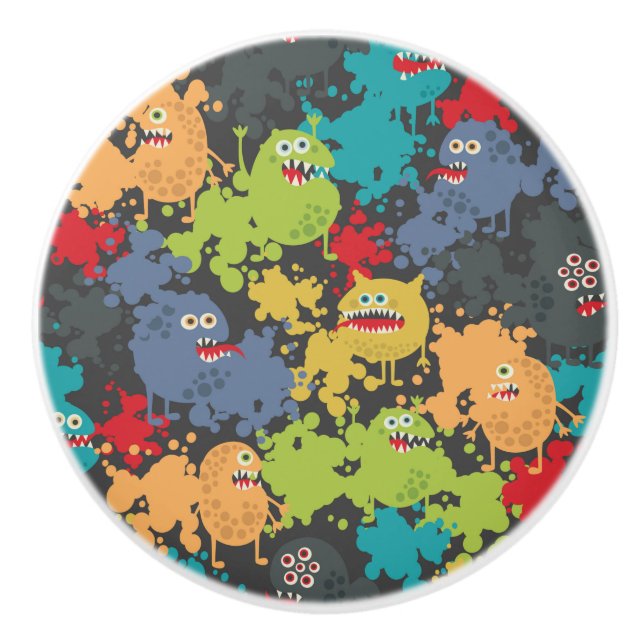 Pomo De Cerámica Pequeños monstruos graciosos (Anverso)