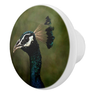 Pomo De Cerámica Perfil del pavo real