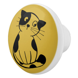 Pomo De Cerámica Perforable Cat Mark Ceramic Knob para gabinetes