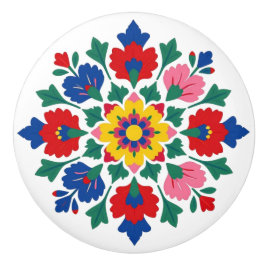 Pomo De Cerámica Perilla cerámica de arte popular floral húngara de