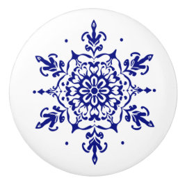 Pomo De Cerámica Perilla Cerámica Estilo Azulejo Portugués Azul y B