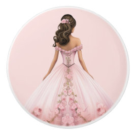 Pomo De Cerámica Perilla Cerámica Rosa para Niña Princesa