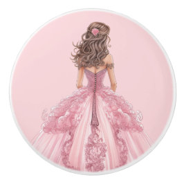 Pomo De Cerámica Perilla Cerámica Rosa para Niña Princesa