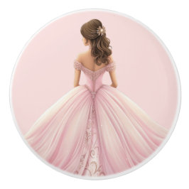 Pomo De Cerámica Perilla Cerámica Rosa para Niña Princesa