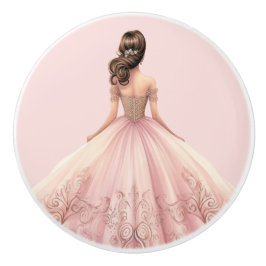 Pomo De Cerámica Perilla Cerámica Rosa Princesa para Niñas