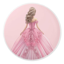 Pomo De Cerámica Perilla Cerámica Rosa Princesa para Niñas