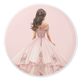 Pomo De Cerámica Perilla Cerámica Rosa Princesa para Niñas