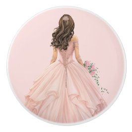 Pomo De Cerámica Perilla Cerámica Rosa Princesa para Niñas