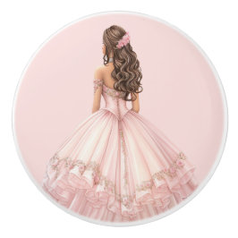 Pomo De Cerámica Perilla Cerámica Rosa Princesa para Niñas