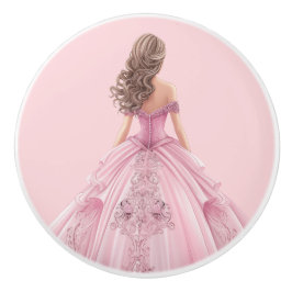 Pomo De Cerámica Perilla Cerámica Rosa Princesa para Niñas