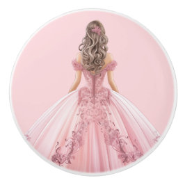 Pomo De Cerámica Perilla Cerámica Rosa Princesa para Niñas