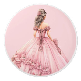 Pomo De Cerámica Perilla Cerámica Rosa Princesa para Niñas