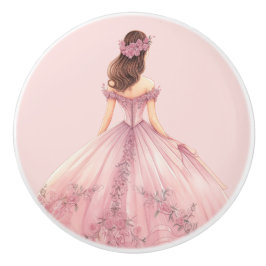 Pomo De Cerámica Perilla Cerámica Rosa Princesa para Niñas