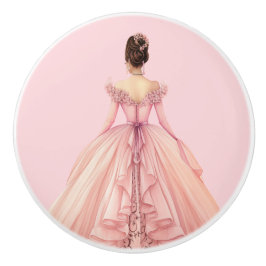 Pomo De Cerámica Perilla Cerámica Rosa Princesa para Niñas