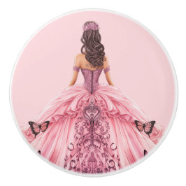 Pomo De Cerámica Perilla Cerámica Rosa Princesa para Niñas