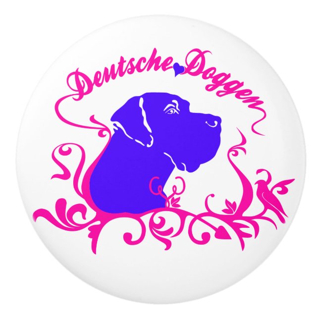 Pomo De Cerámica Perilla con Gran Danés (Anverso)