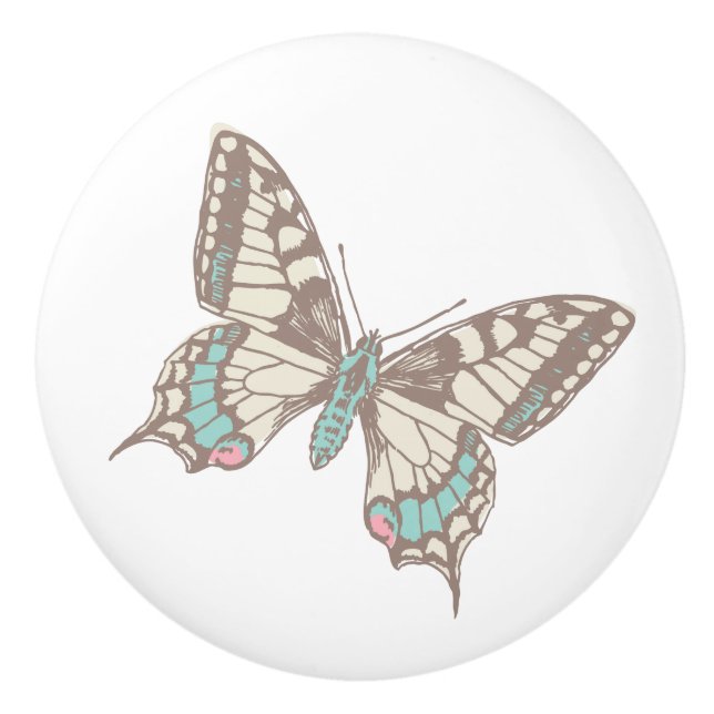 Pomo De Cerámica Perilla de arte de mariposa (Anverso)