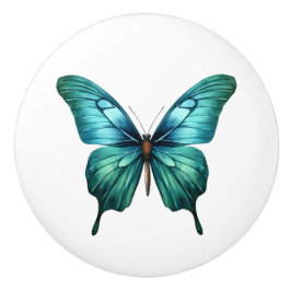 Pomo De Cerámica Perilla de cajón azul turquesa de mariposa verde e