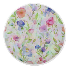 Pomo De Cerámica Perilla de cajón de acuarela floral