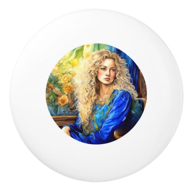 Pomo De Cerámica perilla de cajón de cerámica - azul (Anverso)