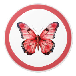 Pomo De Cerámica Perilla de Cajón de Mariposa Roja Moderna para Chi
