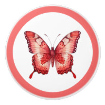 Perilla de Cajón de Mariposa Roja Moderna para Chi