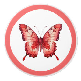 Pomo De Cerámica Perilla de Cajón de Mariposa Roja Moderna para Chi