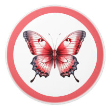 Perilla de Cajón de Mariposa Roja Moderna para Chi
