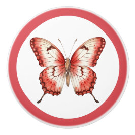 Pomo De Cerámica Perilla de Cajón de Mariposa Roja Moderna para Niñ