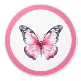 Pomo De Cerámica Perilla de Cajón de Mariposa Rosa Elegante para Ni