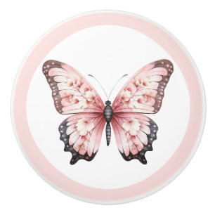 Pomo De Cerámica Perilla de Cajón de Mariposa Rosa Elegante para Ni