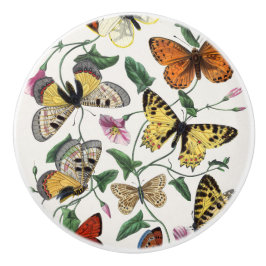 Pomo De Cerámica Perilla de Cajón Floral Mariposa