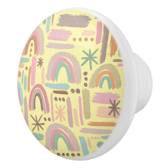 Pomo De Cerámica Perilla de cerámica arcoíris retro boho (Derecha)