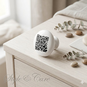 Pomo De Cerámica Perilla de cerámica con diseño único de código QR