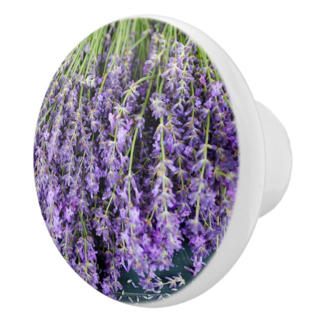 Pomo De Cerámica Perilla de cerámica con tallos de lavanda (Derecha)