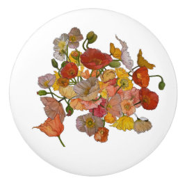 Pomo De Cerámica perilla de cerámica de amapola brillante