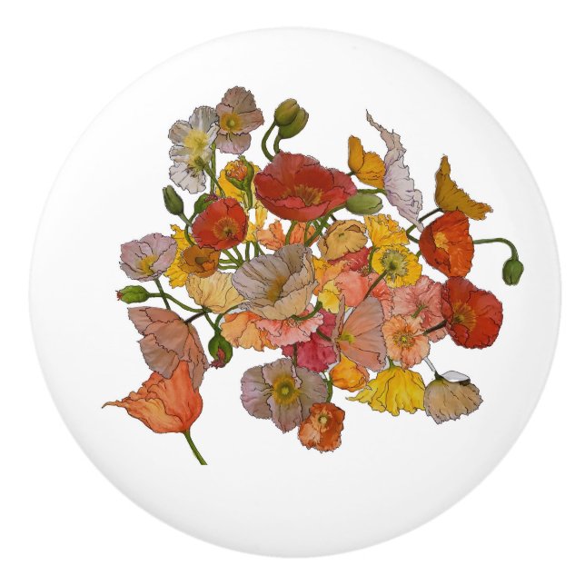 Pomo De Cerámica perilla de cerámica de amapola brillante (Anverso)