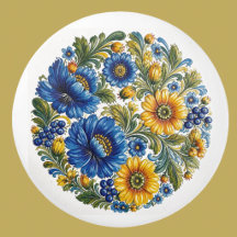 Perilla de cerámica de arte popular de flores de P