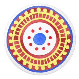 Pomo De Cerámica Perilla de cerámica de arte popular mediterráneo