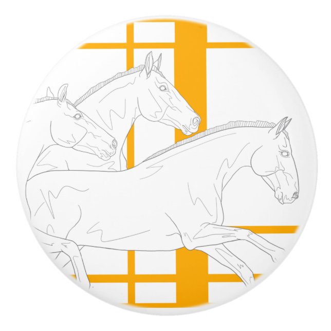 Pomo De Cerámica Perilla de cerámica de caballos de manada (Anverso)