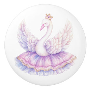 Pomo De Cerámica Perilla de cerámica de la princesa cisne niña
