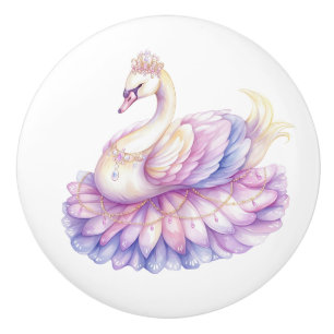 Pomo De Cerámica Perilla de cerámica de la princesa cisne niña