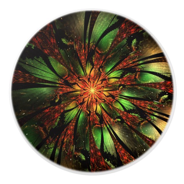 Pomo De Cerámica perilla de cerámica floral fractal fansy (Anverso)