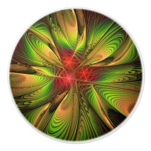 Pomo De Cerámica perilla de cerámica floral fractal fansy